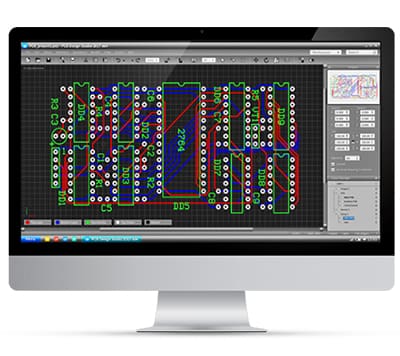 The PCB circuit is displayed on the display