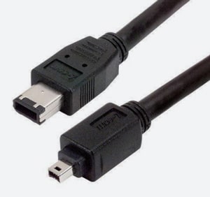 IEEE-1394 live wire cable, Class 1 (6-pin) to Class 2 (4-pin) connectors