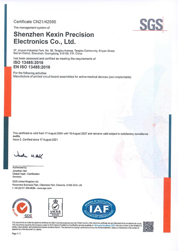 ISO 13485 Certificate